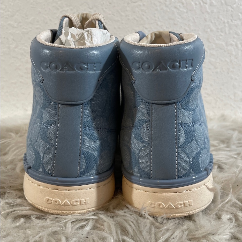 COACH Clip High Top Leather Sneaker Men’s Size 10.5 Cornflower Blue Unisex NEW - Picture 6 of 13